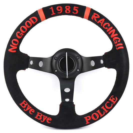 14Inch/350Mm NO GOOD Jdm Black Suede Leather Deep Dish Sport Steering Wheel