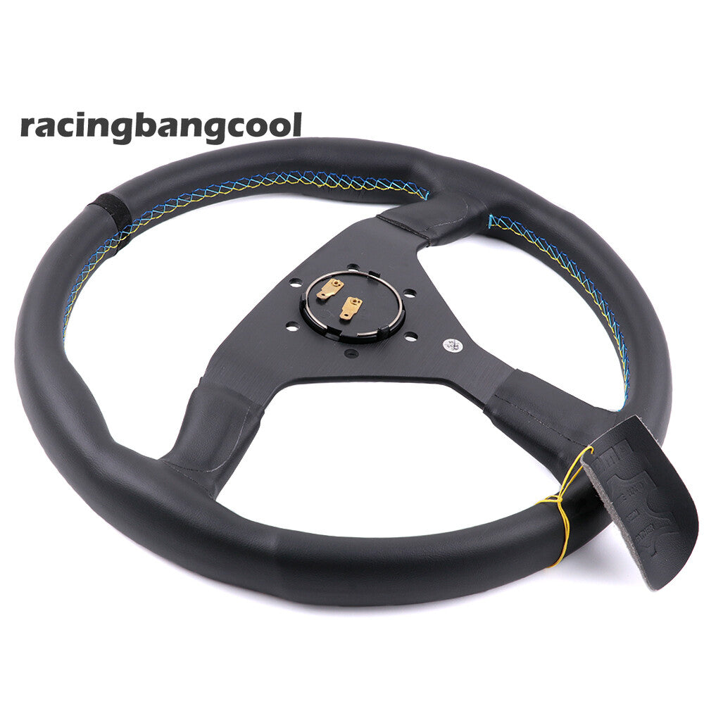 350Mm Greddy Montecarlo Genuine Leather Thickened Spoke Sport Steering Wheel