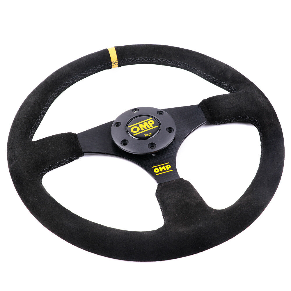 350Mm 14' OMP Genuine Suede Leather Black Stitching Flat Sport Steering Wheel #Y