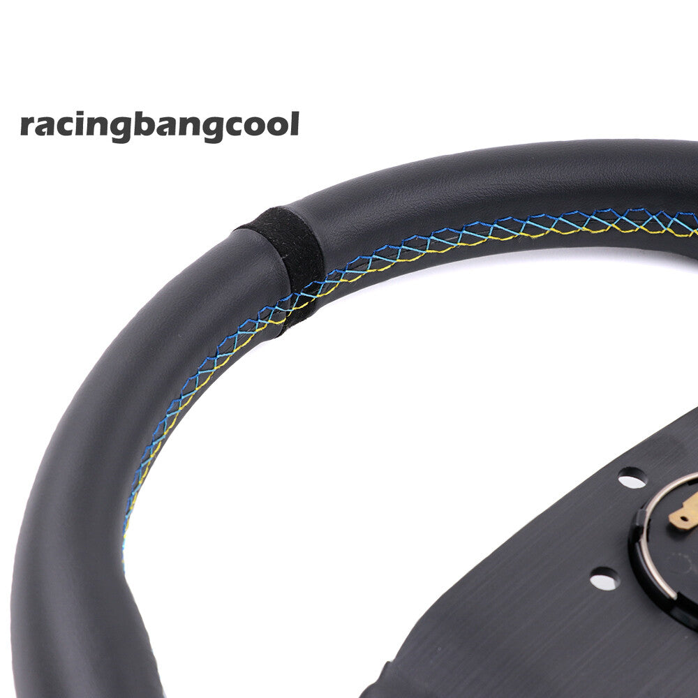 350Mm Greddy Montecarlo Genuine Leather Thickened Spoke Sport Steering Wheel