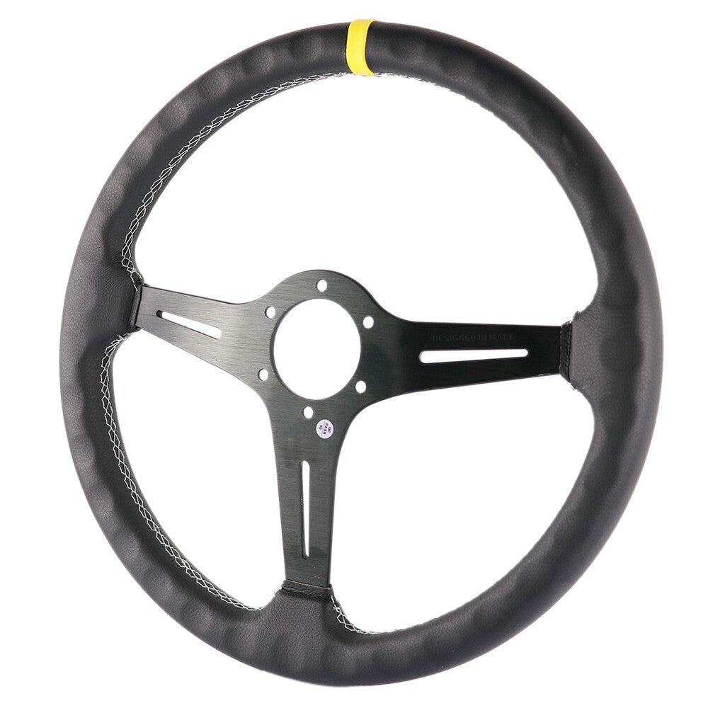 14.5Inch/370Mm NARDI Italy Leather Black Thickened Spoke Sport Steering Wheel