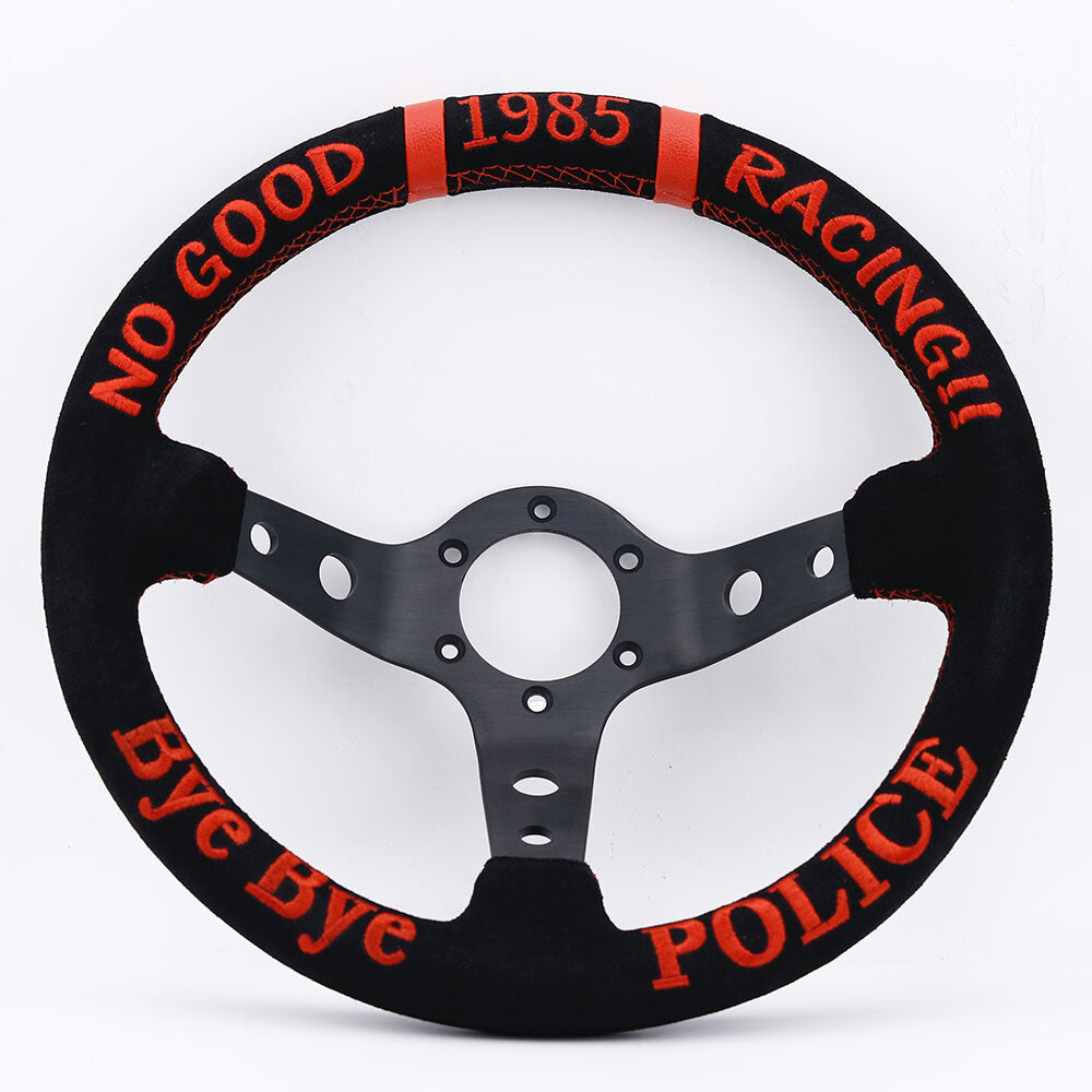 14Inch/350Mm NO GOOD Jdm Black Suede Leather Deep Dish Sport Steering Wheel