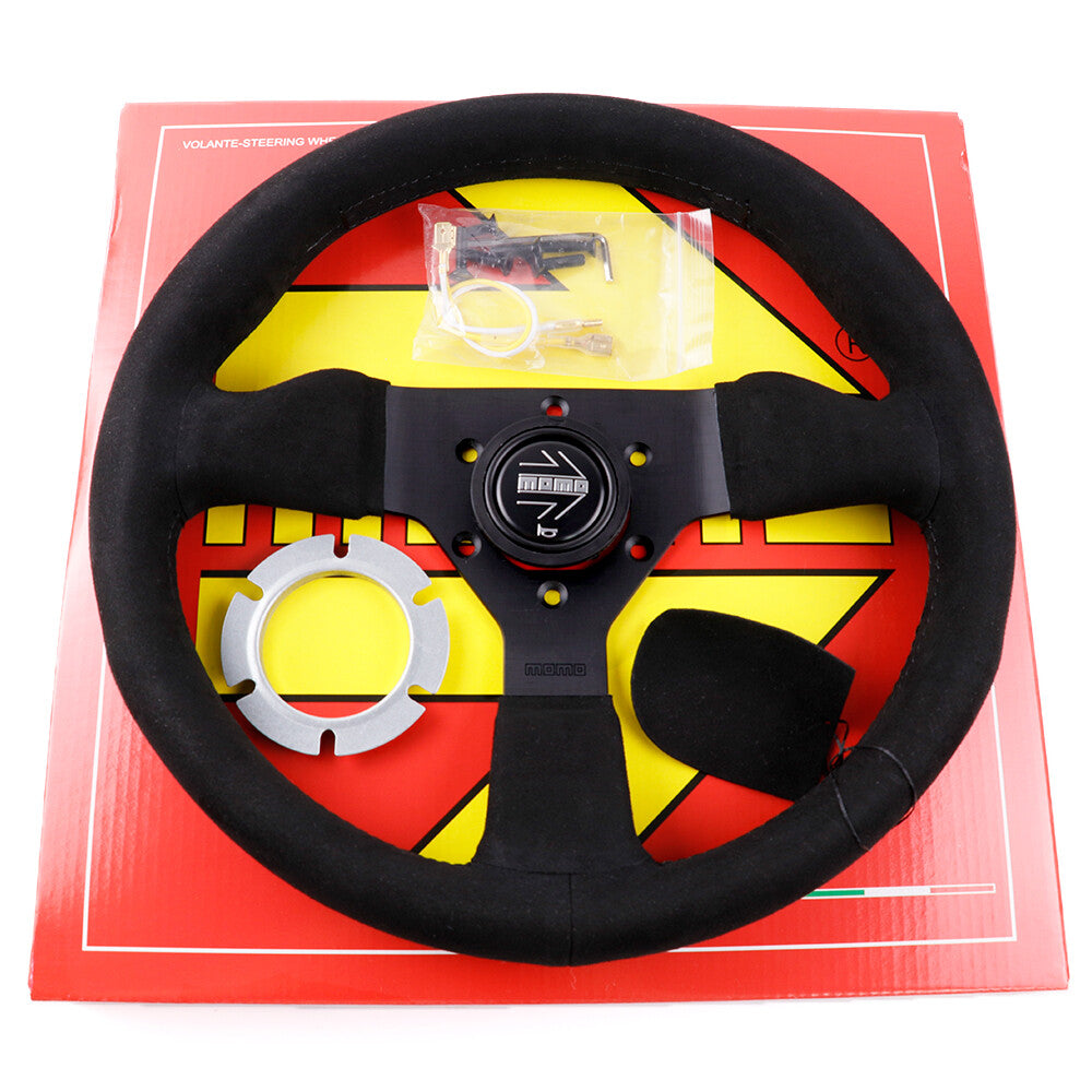 320Mm MOMO Montecarlo V2 Suede Leather Car Sport Steering Wheel Black Stitch