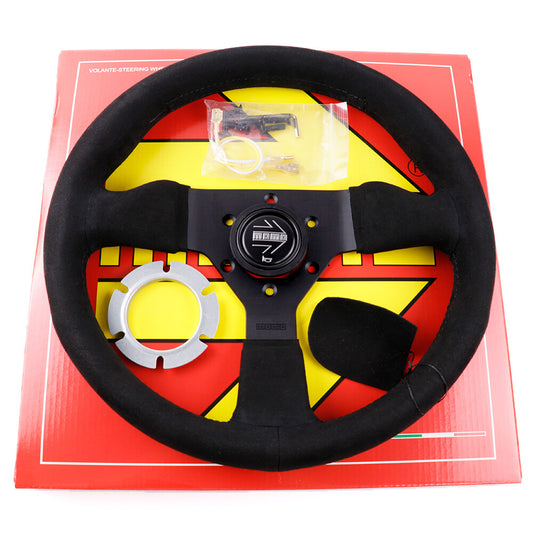 320Mm MOMO Montecarlo V2 Suede Leather Car Sport Steering Wheel Black Stitch