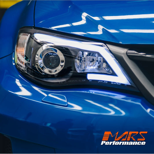 Black LED DRL Day-Time Projector Head Lights for Subaru Impreza 07-13 RS WRX Sti