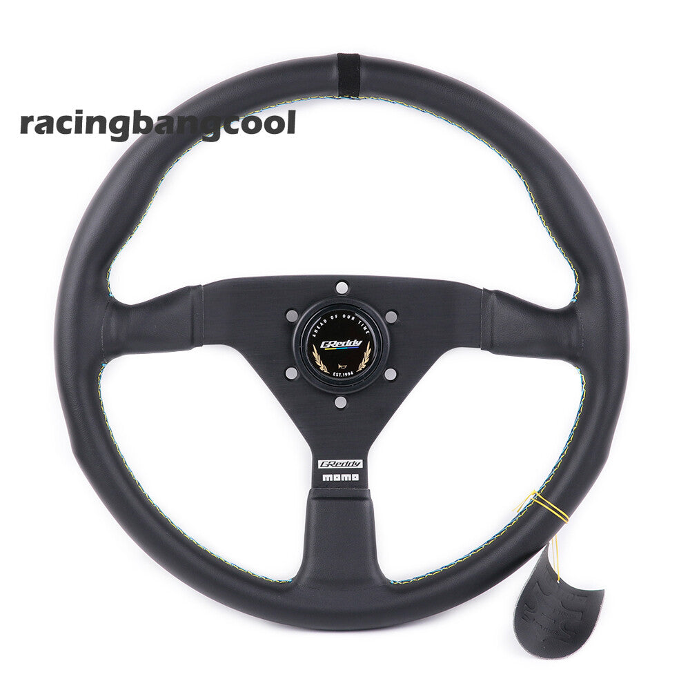 350Mm Greddy Montecarlo Genuine Leather Thickened Spoke Sport Steering Wheel