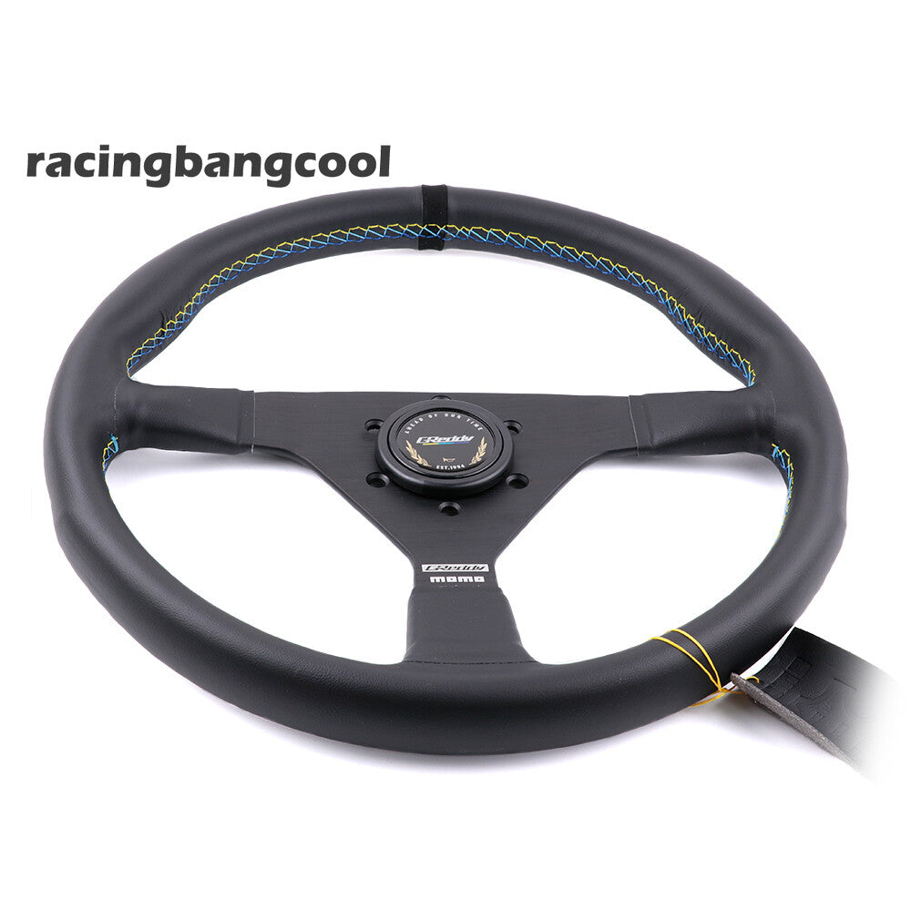 350Mm Greddy Montecarlo Genuine Leather Thickened Spoke Sport Steering Wheel