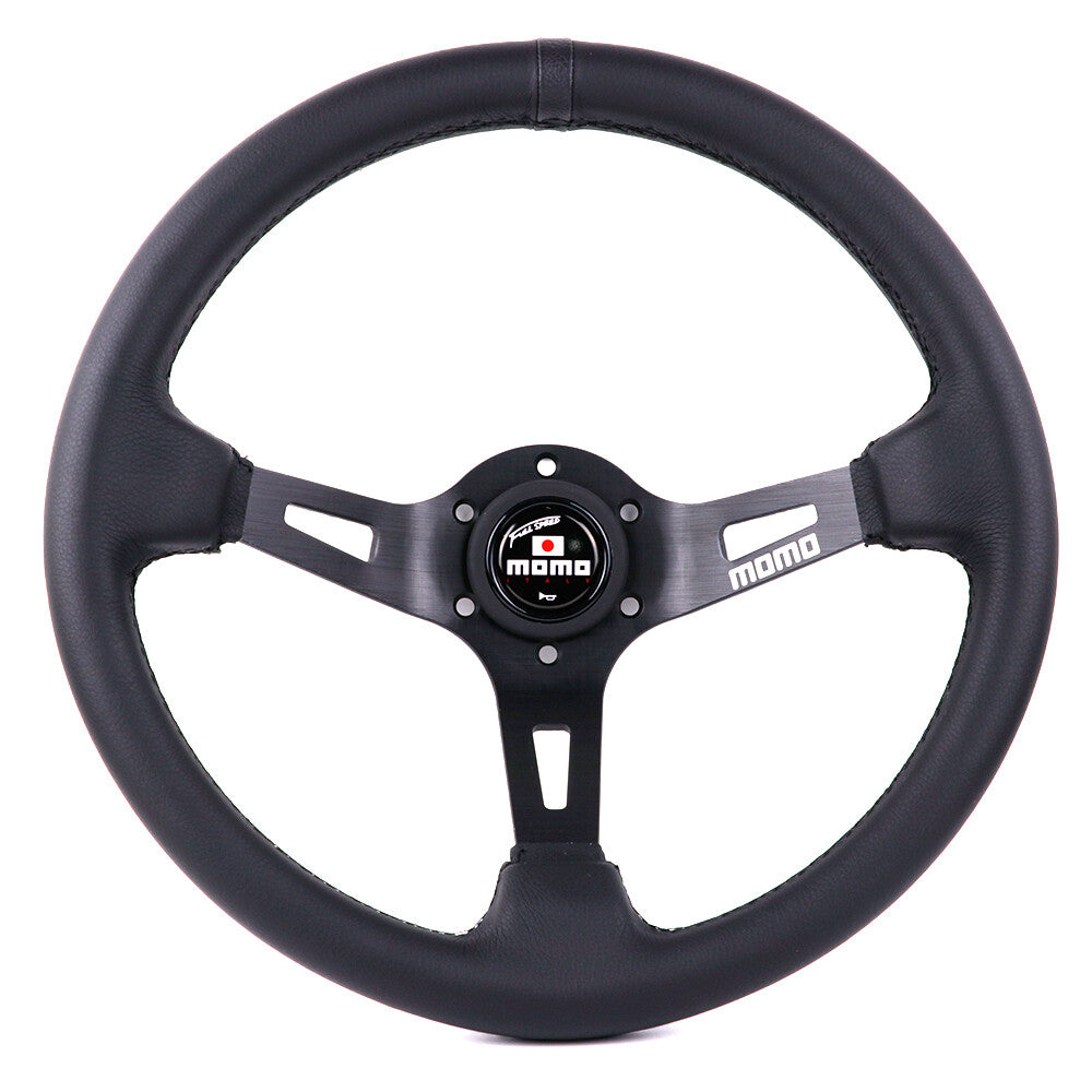 330Mm BLACK Full Speed MOMO Car Leather Deep Dish Steering Wheel