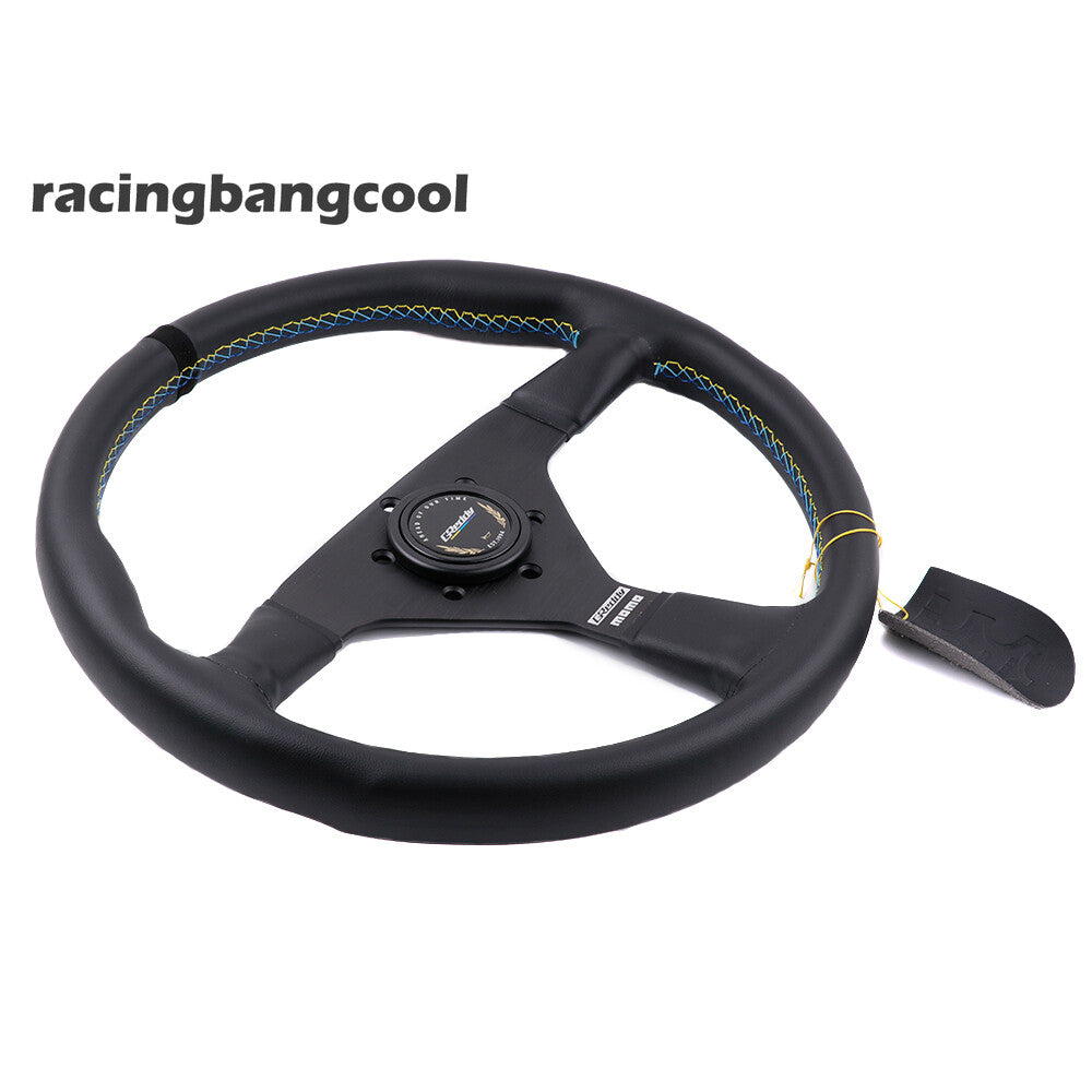 350Mm Greddy Montecarlo Genuine Leather Thickened Spoke Sport Steering Wheel