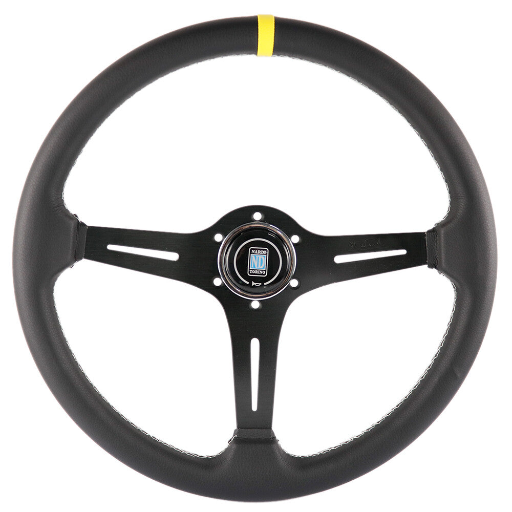 14.5Inch/370Mm NARDI Italy Leather Black Thickened Spoke Sport Steering Wheel
