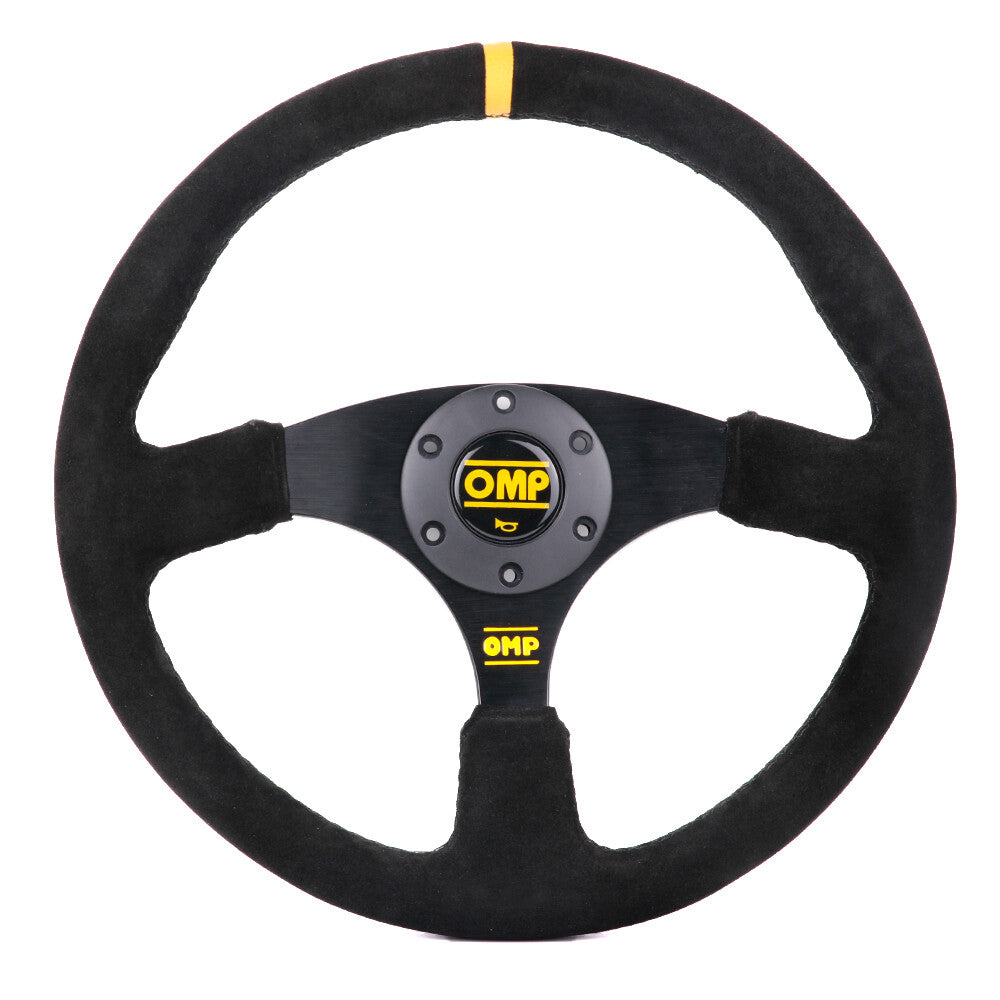 350Mm 14' OMP Genuine Suede Leather Black Stitching Flat Sport Steering Wheel #Y