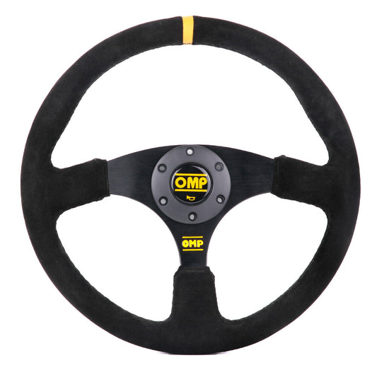 350Mm 14' OMP Genuine Suede Leather Black Stitching Flat Sport Steering Wheel #Y