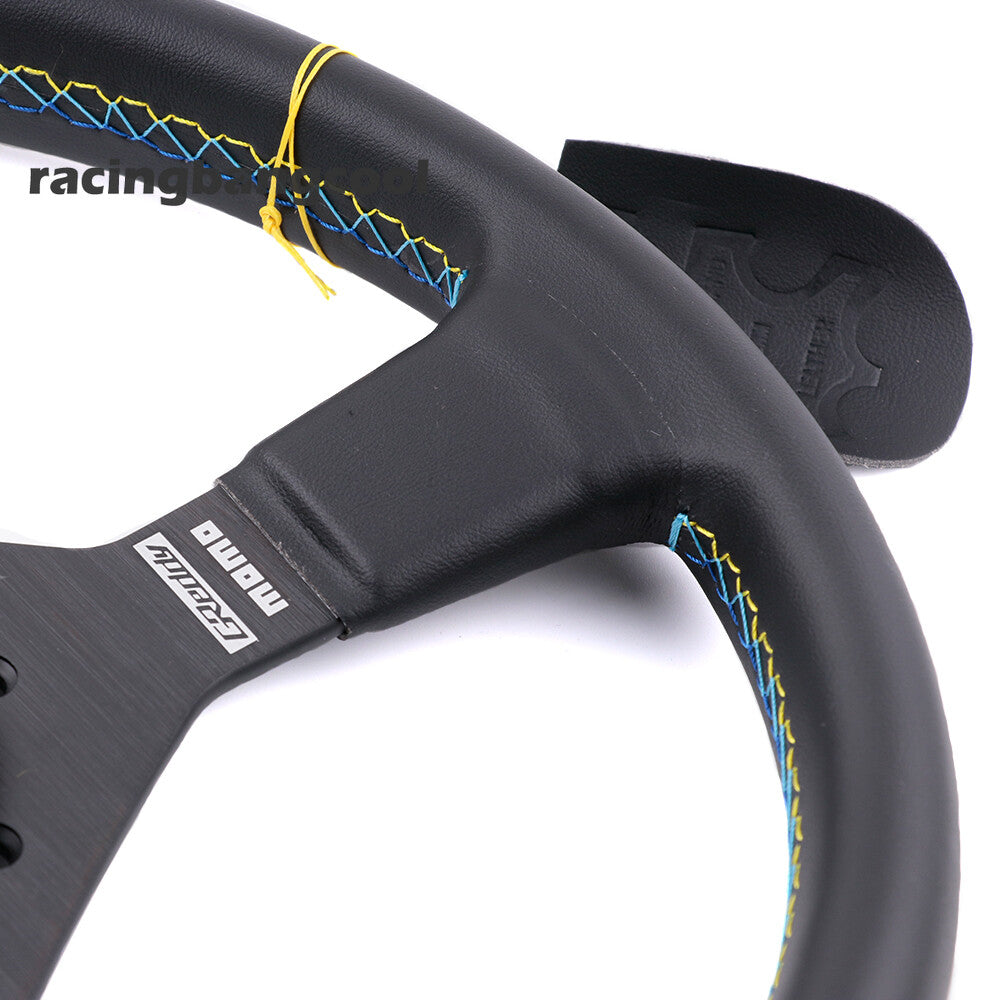350Mm Greddy Montecarlo Genuine Leather Thickened Spoke Sport Steering Wheel