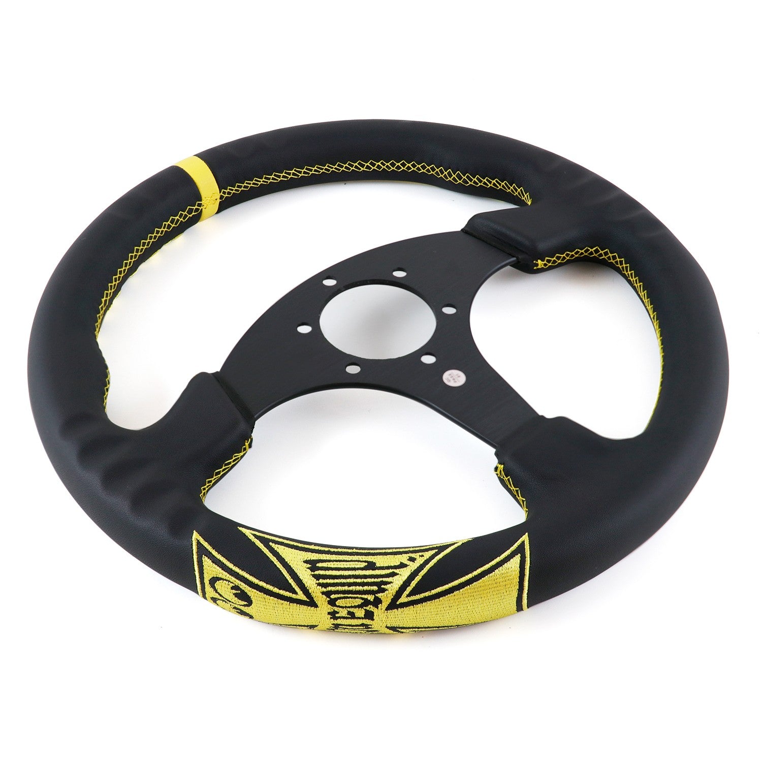 330Mm MOONEYES GO with MOON Embroidery Leather Sport Steering Wheel