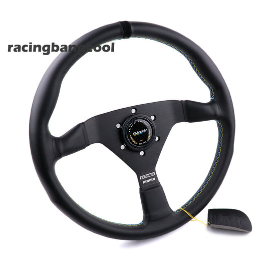 350Mm Greddy Montecarlo Genuine Leather Thickened Spoke Sport Steering Wheel