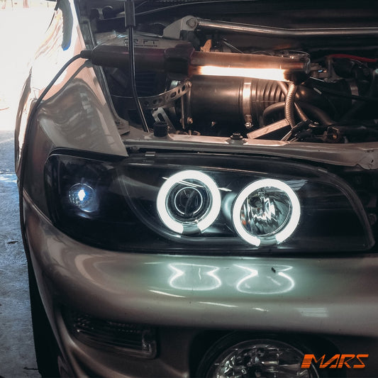 Black CCFL Angel-Eyes Projector Head Lights for Subaru Impreza GC8 GF8 WRX Sti