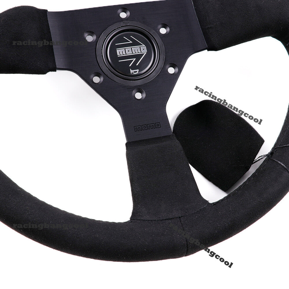 320Mm MOMO Montecarlo V2 Suede Leather Car Sport Steering Wheel Black Stitch
