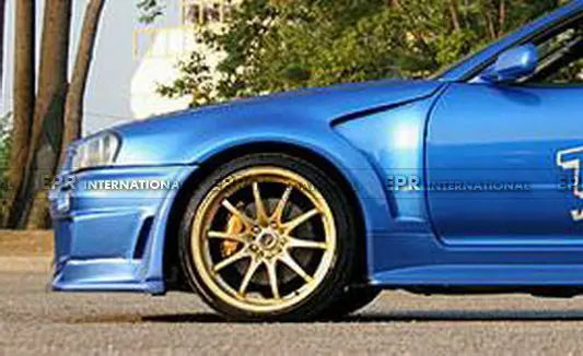 For Nissan Skyline R34 GTR Do-Luck Style Front Fenders - Dry Carbon Fiber/Frp Widebody Pair 1999-2002