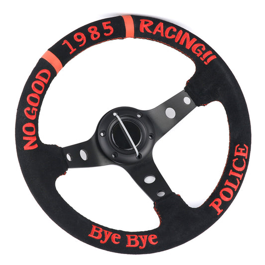 14Inch/350Mm NO GOOD Jdm Black Suede Leather Deep Dish Sport Steering Wheel