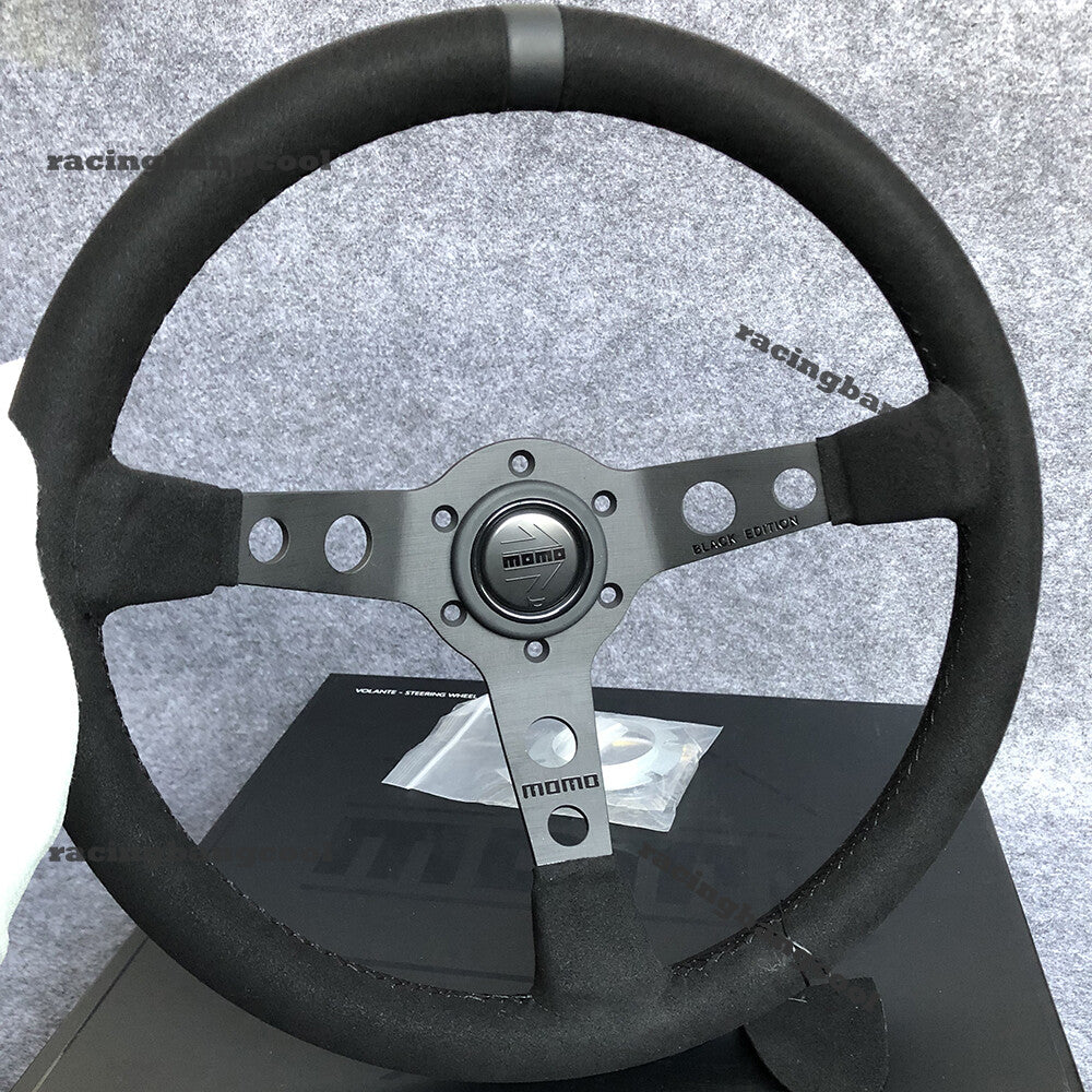350Mm MOMO MOD07 BLACK EDITION Mid-Deep Suede Sport Steering Wheel