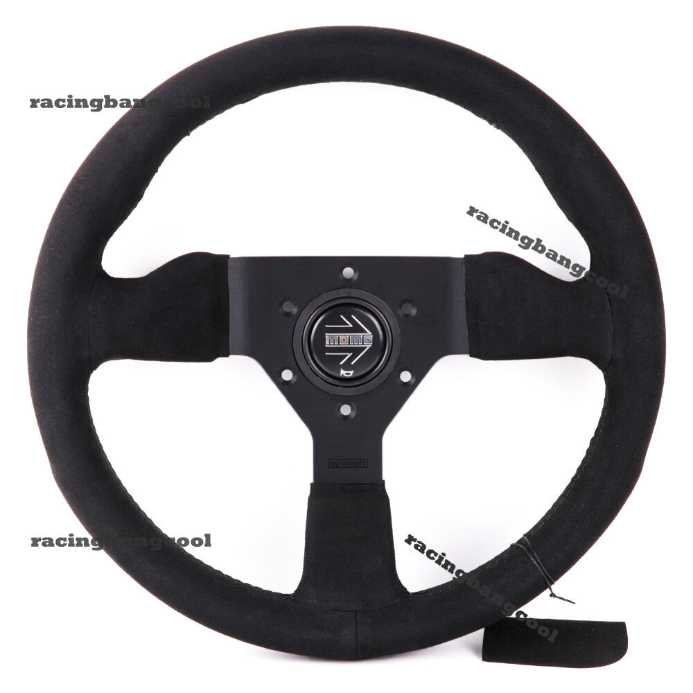 320Mm MOMO Montecarlo V2 Suede Leather Car Sport Steering Wheel Black Stitch
