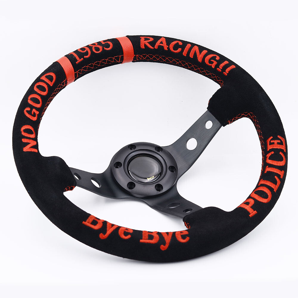14Inch/350Mm NO GOOD Jdm Black Suede Leather Deep Dish Sport Steering Wheel