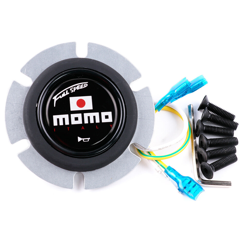 330Mm BLACK Full Speed MOMO Car Leather Deep Dish Steering Wheel
