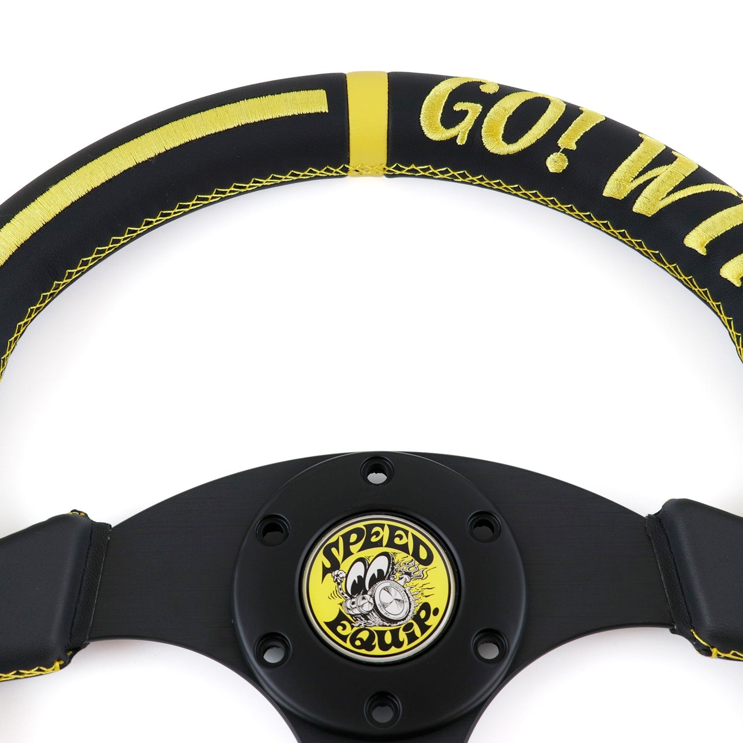 330Mm MOONEYES GO with MOON Embroidery Leather Sport Steering Wheel