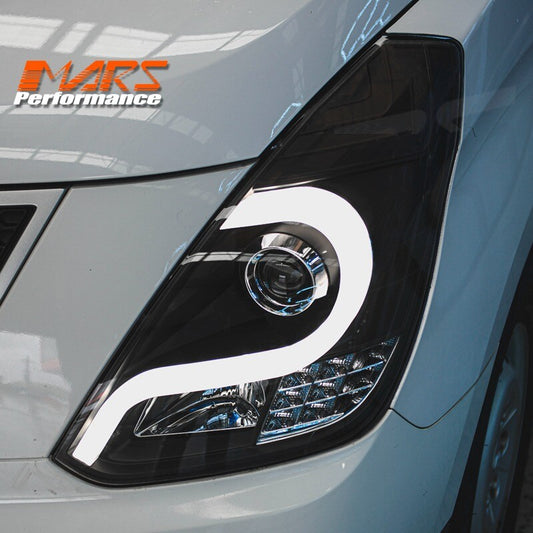 Black LED DRL Projector Head Lights for Hyundai Iload & Imax Van 2008-2018