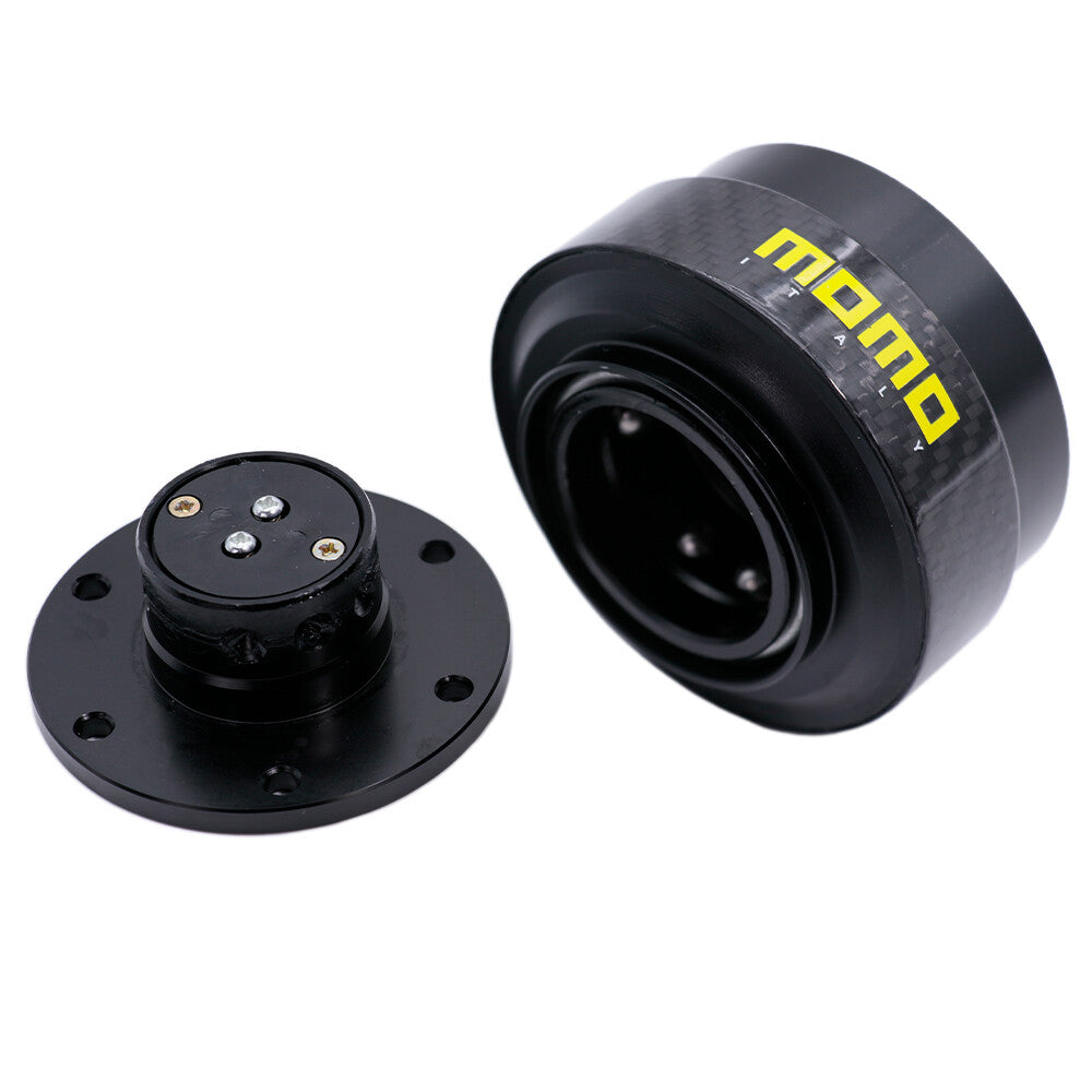 MOMO Black Carbon Fiber Steering Wheel Quick Release Hub Adapter Snap Boss Kit