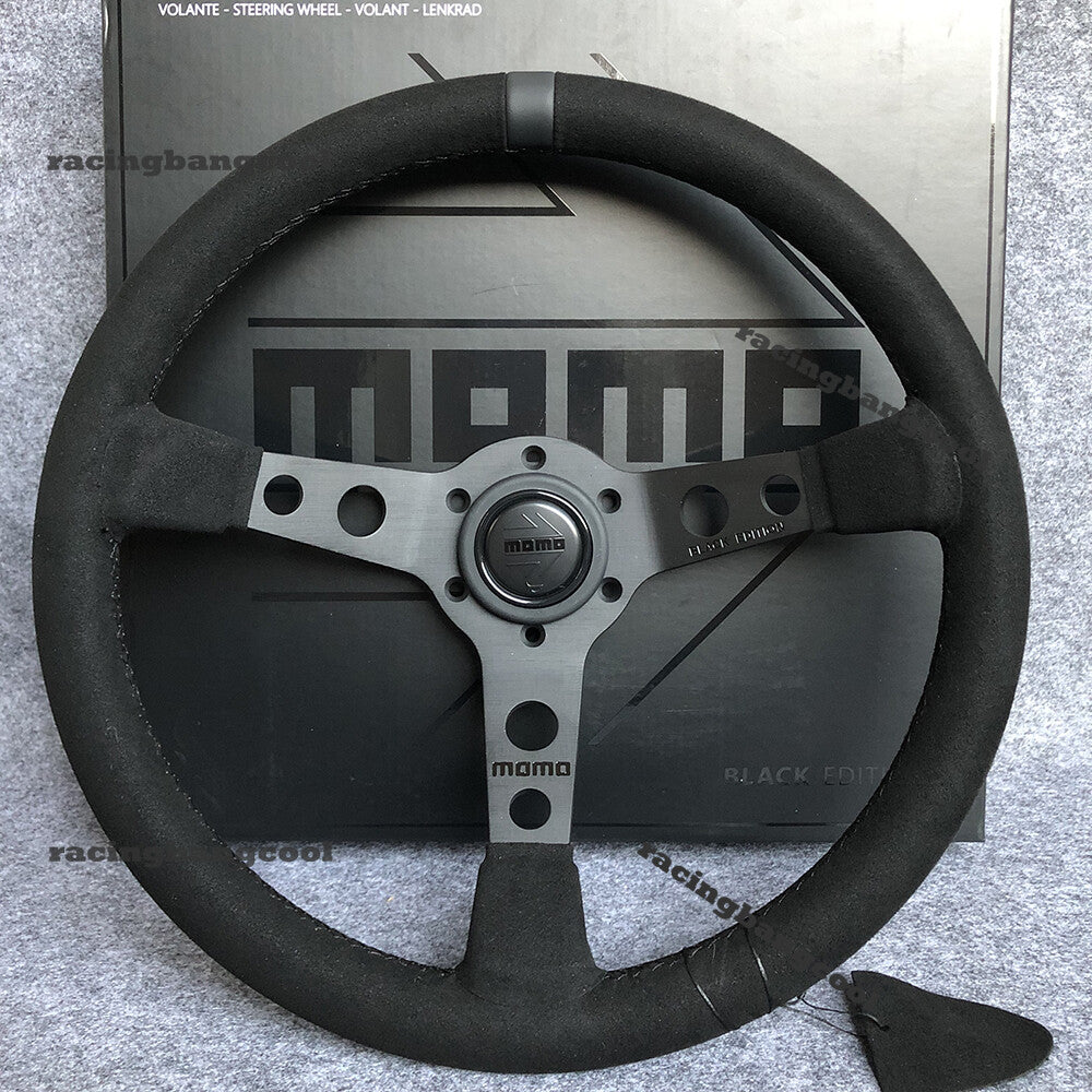 350Mm MOMO MOD07 BLACK EDITION Mid-Deep Suede Sport Steering Wheel