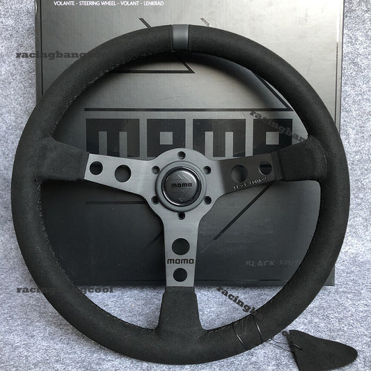 350Mm MOMO MOD07 BLACK EDITION Mid-Deep Suede Sport Steering Wheel