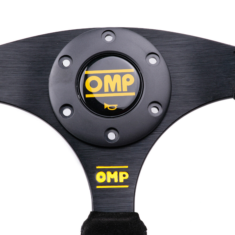 350Mm 14' OMP Genuine Suede Leather Black Stitching Flat Sport Steering Wheel #Y
