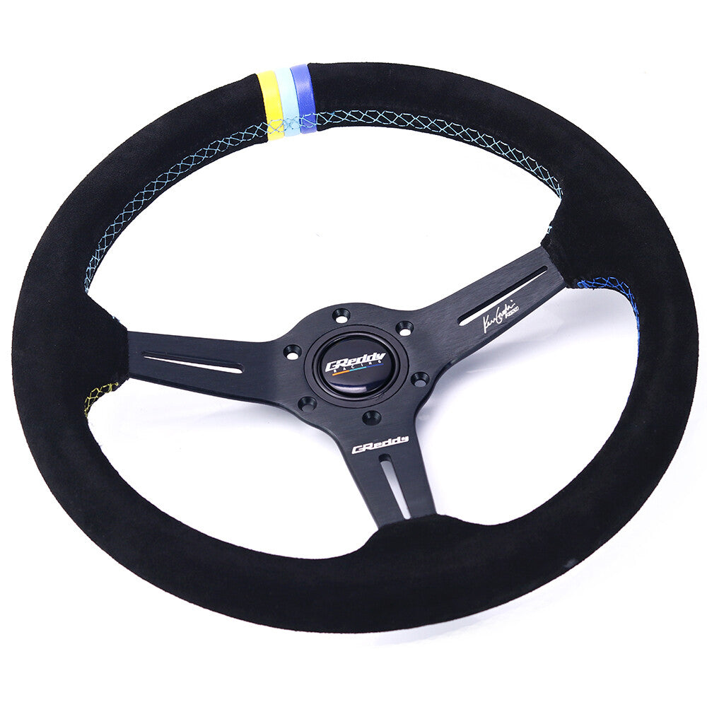 14Inch Greddy Suede Leather Sport Steering Wheel Fit MOMO NRG OMP Hub