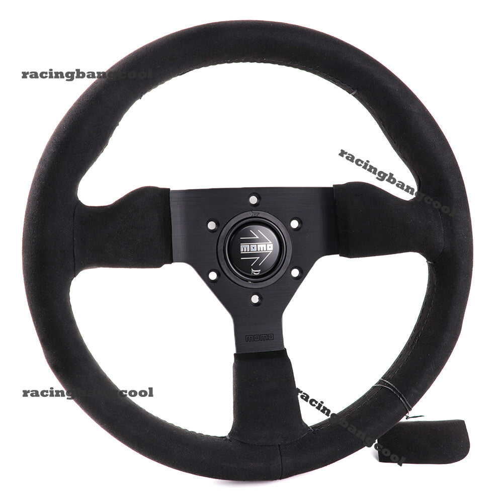 320Mm MOMO Montecarlo V2 Suede Leather Car Sport Steering Wheel Black Stitch