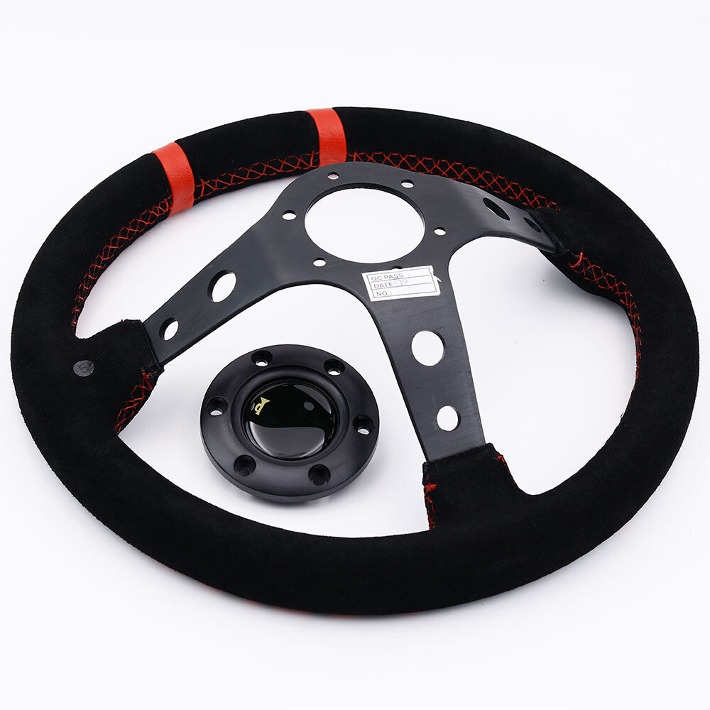 14Inch/350Mm NO GOOD Jdm Black Suede Leather Deep Dish Sport Steering Wheel