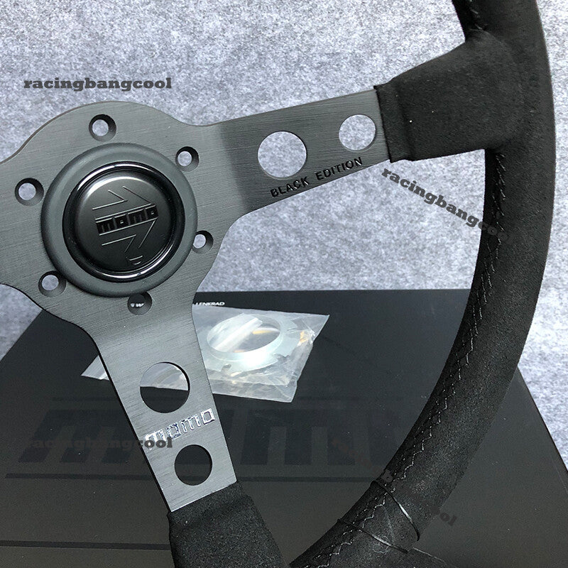 350Mm MOMO MOD07 BLACK EDITION Mid-Deep Suede Sport Steering Wheel