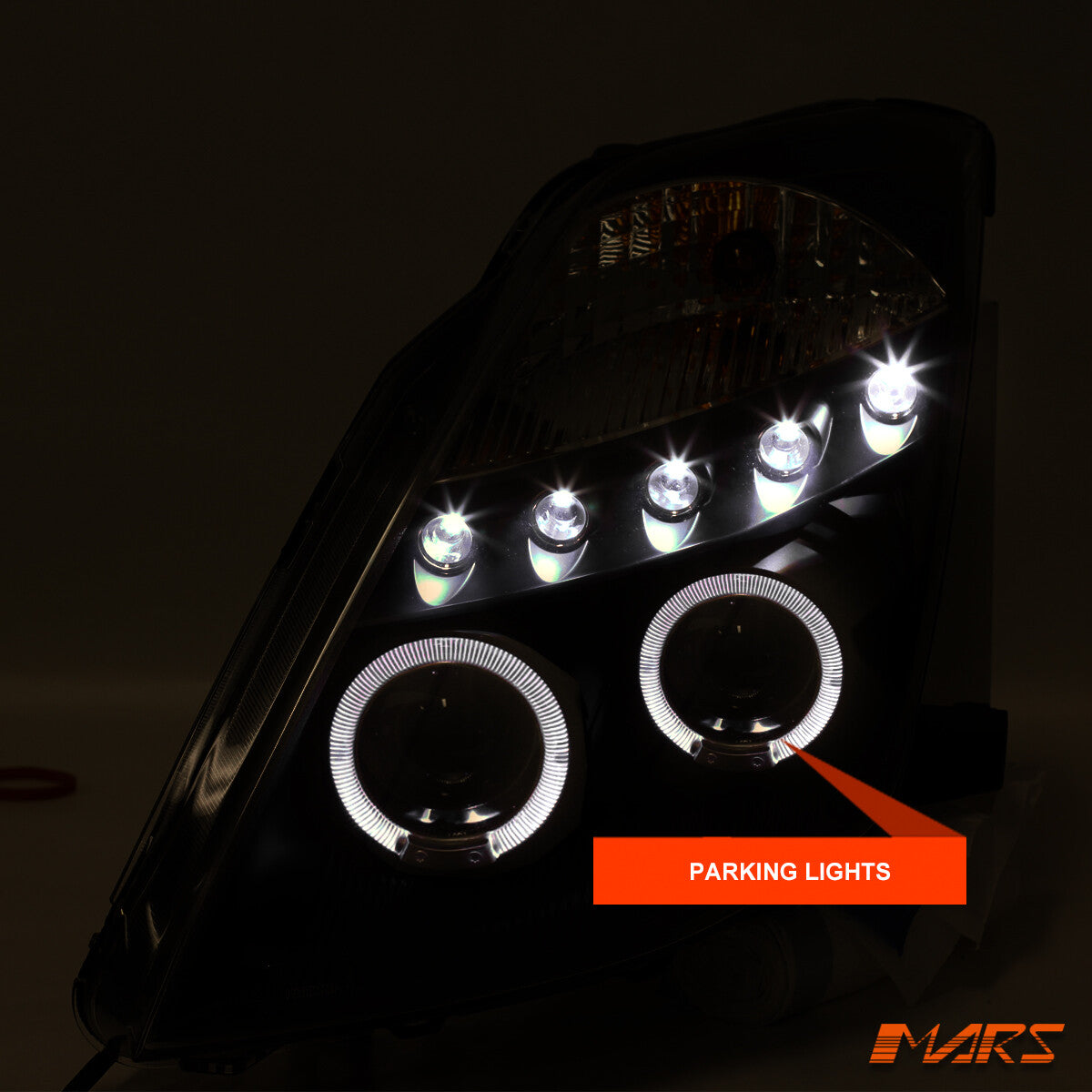 Black LED DRL HALO Projector Head Lights for Nissan 350Z Z33 2003-2005 Fairlady