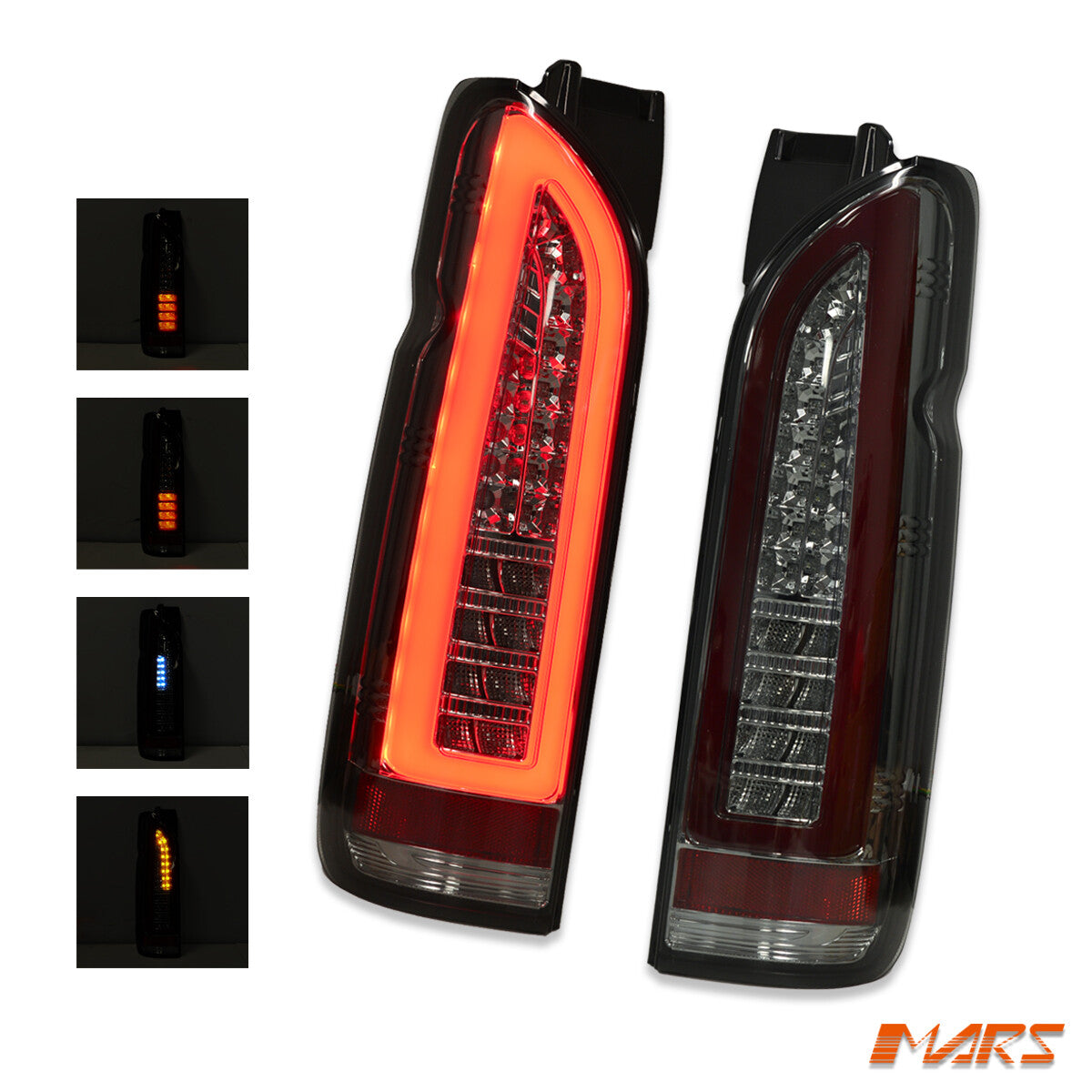 Smoked Black Full LED 3D Stripe Tail Lights for Toyota Hiace VAN 05-18 Taillight