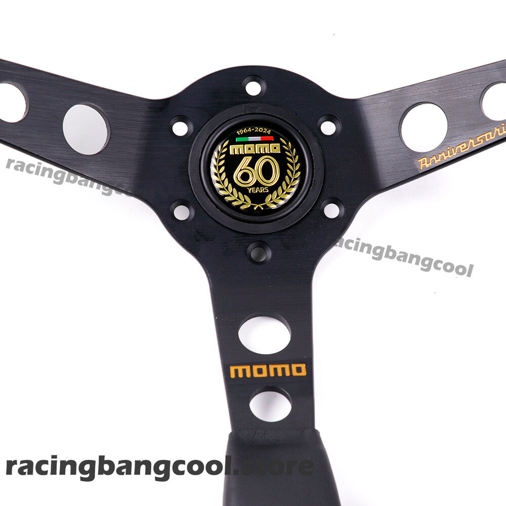 MOMO 60Th Anniversary 350Mm/14Inch Mid-Deep Leather Sport Steering Wheel