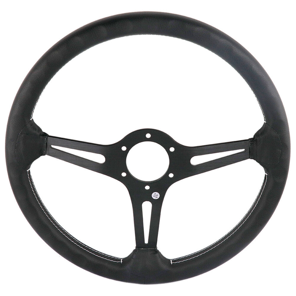 370Mm MOMO Italy Leather Black Spoke Sport Steering Wheel