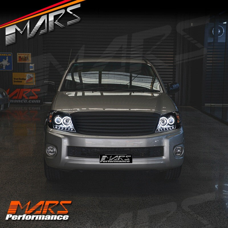 Black High Power LED DRL Halo Projector Headlights for TOYOTA HILUX VIGO 2005-11