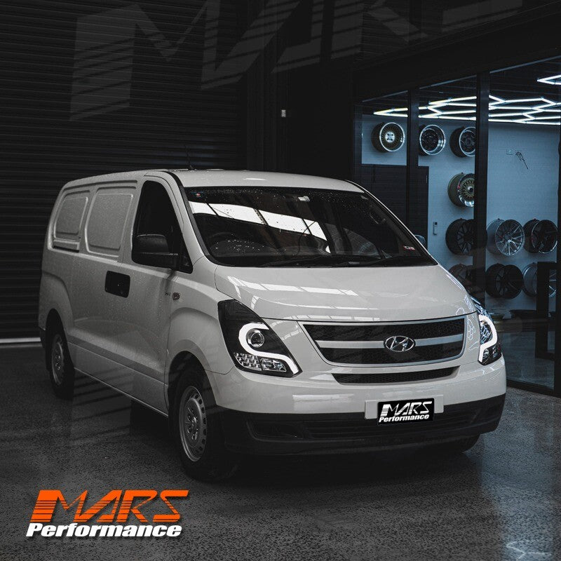 Black LED DRL Projector Head Lights for Hyundai Iload & Imax Van 2008-2018