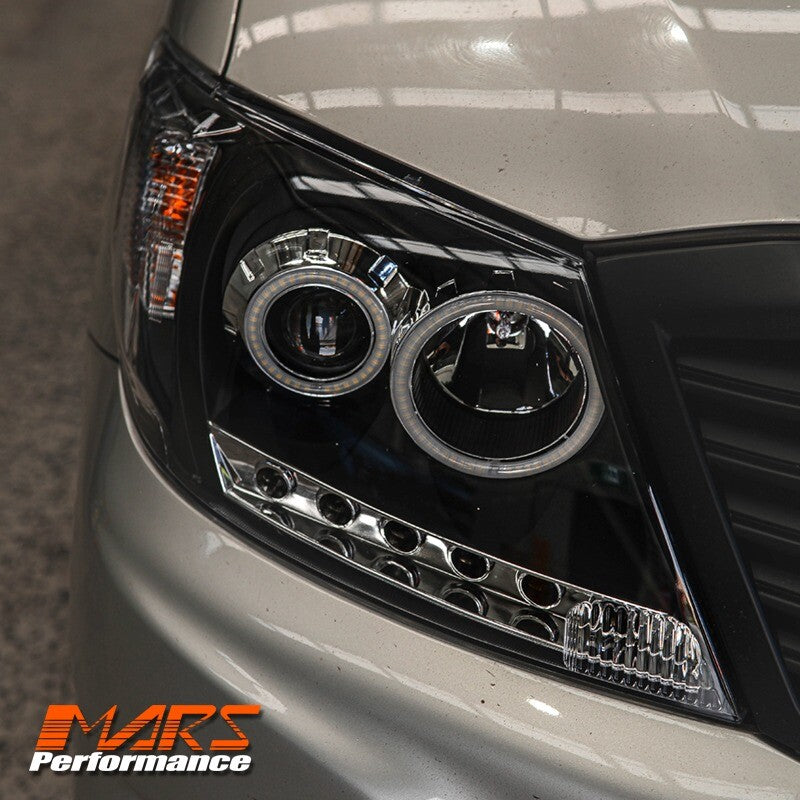 Black High Power LED DRL Halo Projector Headlights for TOYOTA HILUX VIGO 2005-11