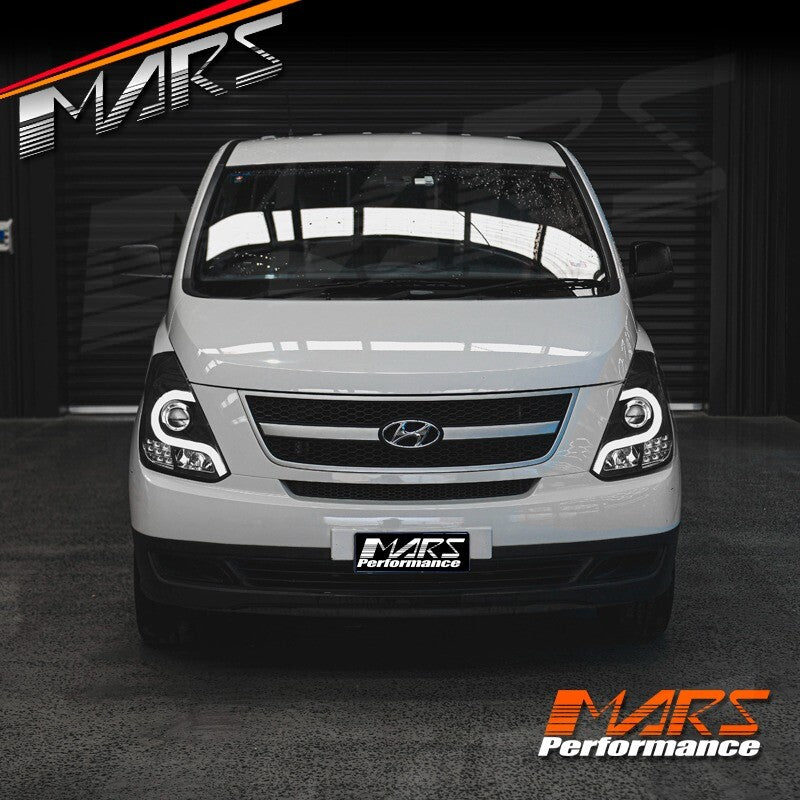 Black LED DRL Projector Head Lights for Hyundai Iload & Imax Van 2008-2018