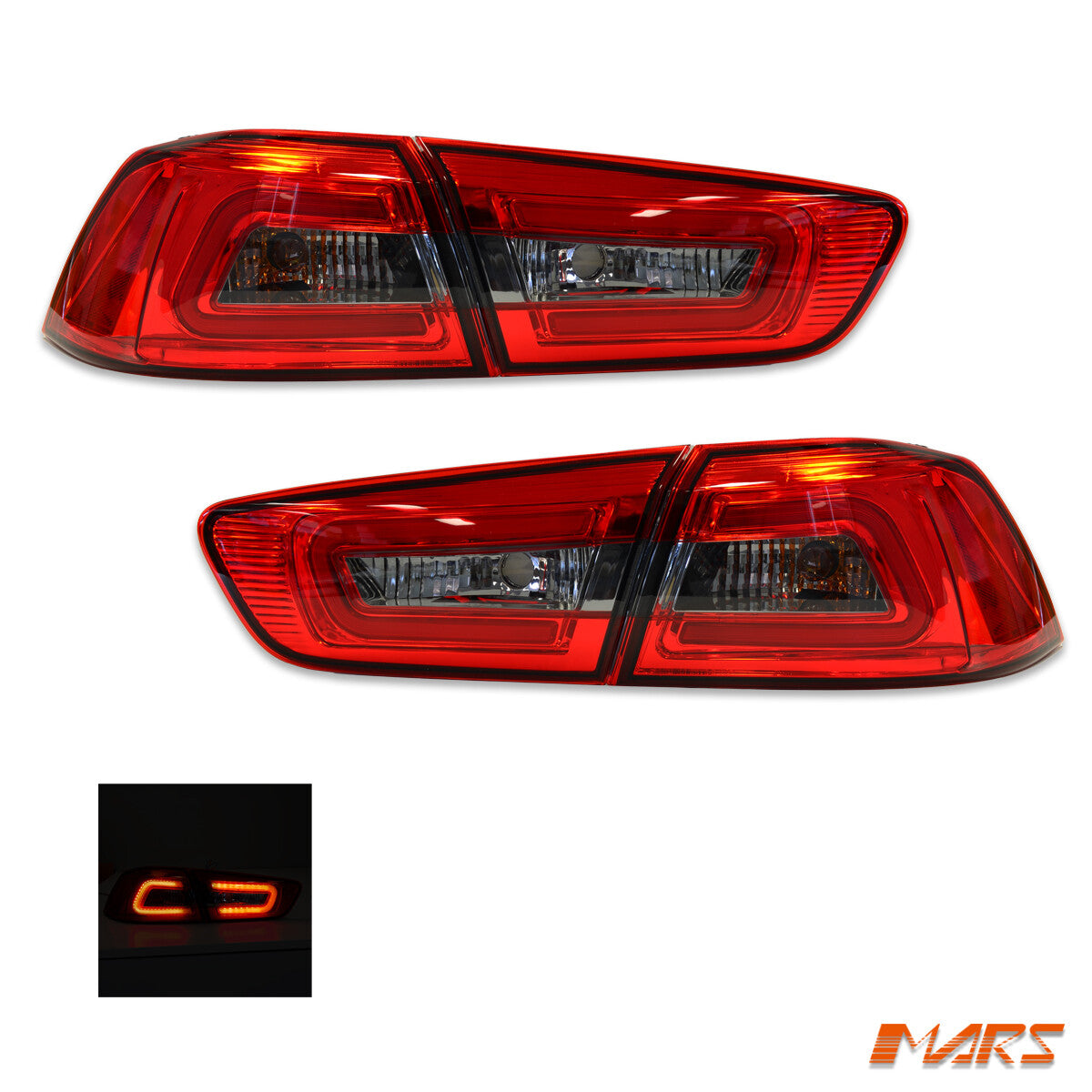 MARS Smoked Red 3D LED Tail Lights for MITSUBISHI LANCER CJ CF SEDAN 07-19 EVO X