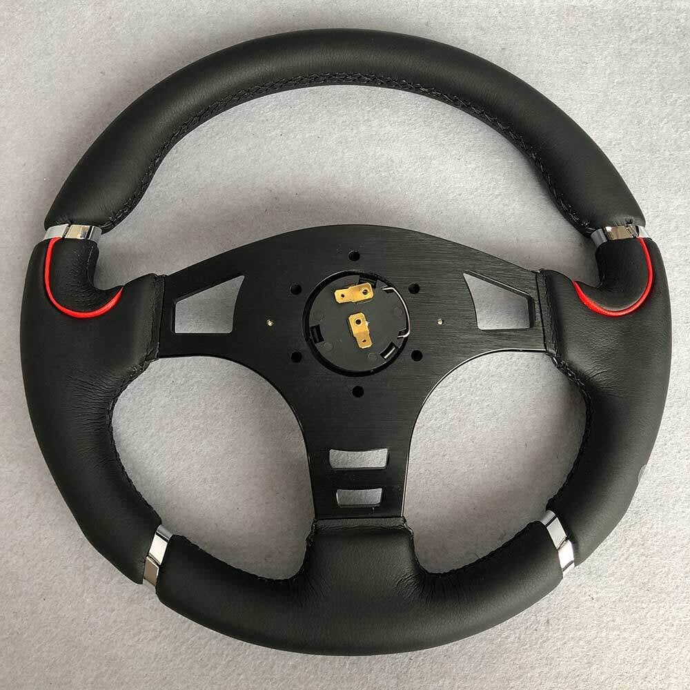 MOMO Black 350Mm Flat Spoke Car Sport Steering Wheel Big Horn
