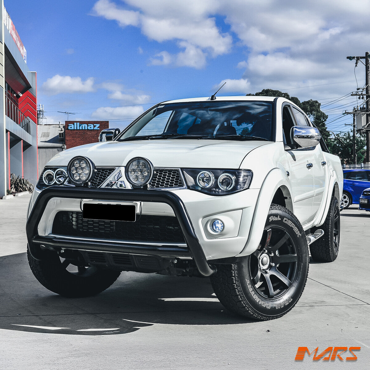 Black LED Angel Eyes Projector Headlights for Mitsubishi Triton 2006-2015 UTE