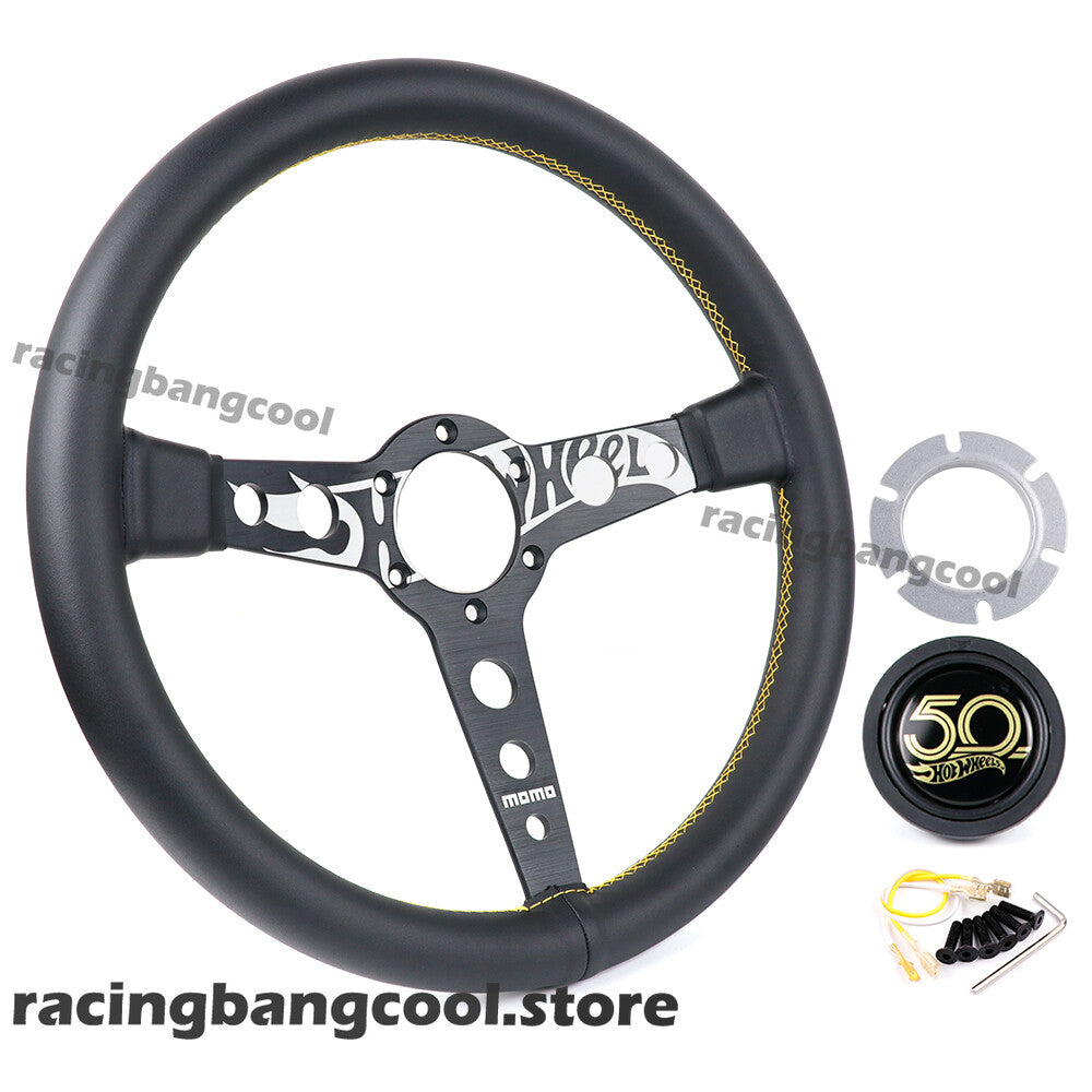 MOMO HOTWHEEL 50Th Anniversary Sport Steering Wheel Genuine Leather