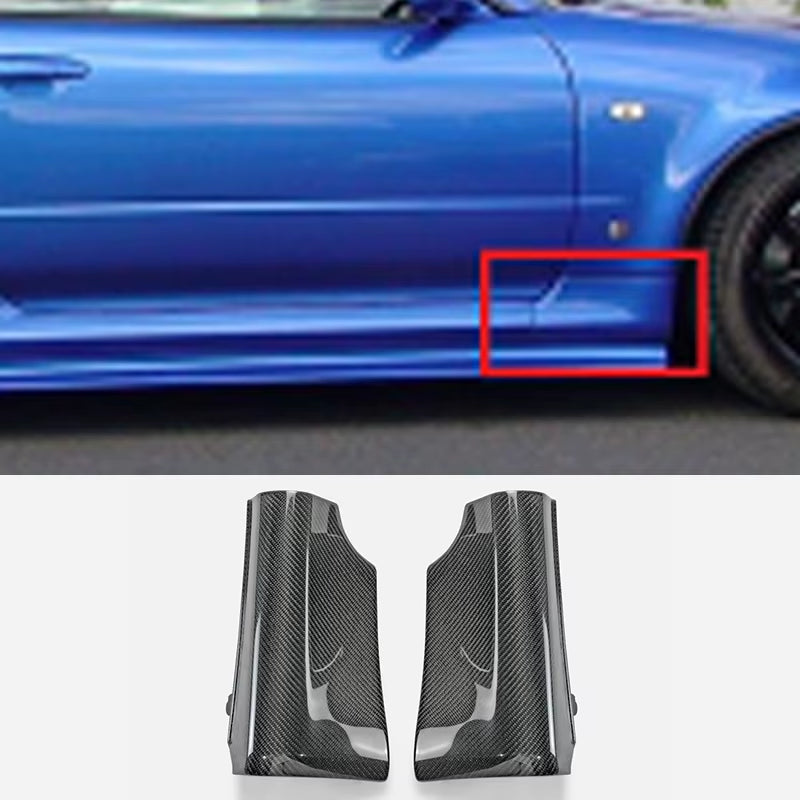 For Nissan Skyline R34 GTR OEM Style Carbon Fender Mug Guards (2PCS) - Front Wheel Arch Covers 1999-2002